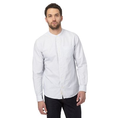White textured grandad collar shirt